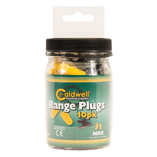 Caldwell Range Plugs tarjoavat mukautuvan muotoilun ja 31 NRR:n suojaavuuden, ja niiden mukana tuleva johto ja klipsi estävät niiden katoamisen.