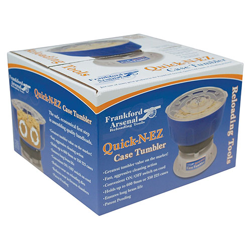 Frankford Arsenal® Quick-n-EZ™ Case Tumbler puhdistaa nopeasti ja helposti patruunasi, pitäen ne vapaana likaantumisesta ja hapettumisesta.
