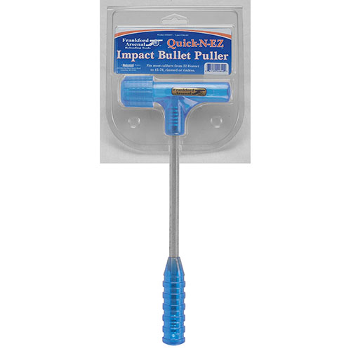Frankford Arsenal® Quick-N-EZ Impact Bullet Puller tekee patruunoiden vetämisestä helppoa; kolmonen kolvityökalua eri kaliibereille 22 Hornetista 45-70:een.