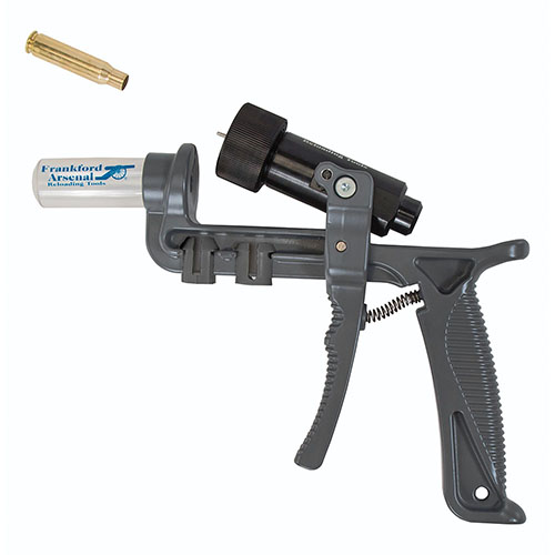 Frankford Arsenal® Platinum Series Hand Deprimer on kestävä alumiinista, jossa on Universal Collet System, ja se toimii helposti kaikille patruunoille .20 cal - .338 Lapua.