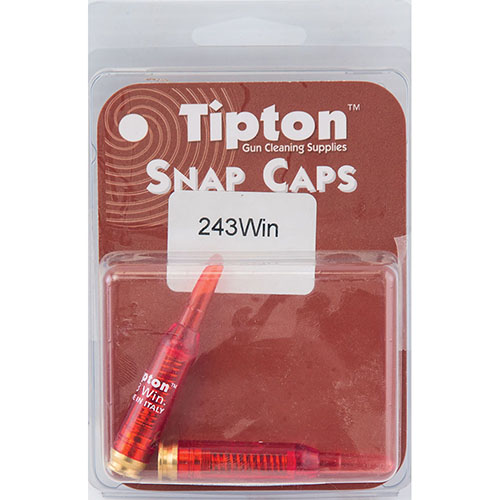 Tipton Snap Caps 243 Win 2-pack suojaa laukaisijaa tyhjissä kammioissa, mahdollistaa laukaisupainon säätämisen ja jousijännityksen vapauttamisen.