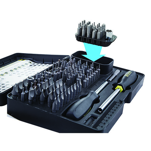 Wheeler Professional Gunsmithing Screwdriver Add-On 21 osaa tarjoaa laajan valikoiman Hex- ja Torx-bittejä, ideaalinen työkalu aseiden huoltoon ja korjaukseen.