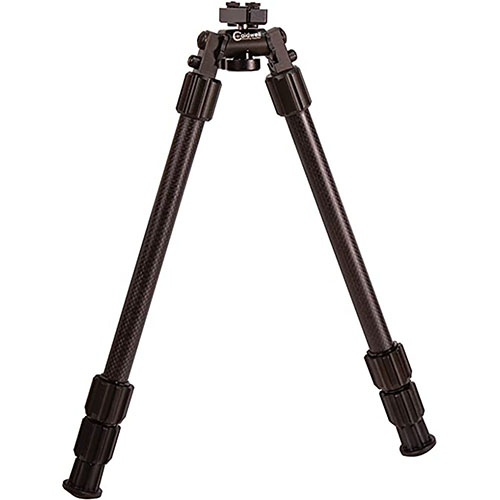 Caldwellin 13"-30" Accumax Premium Carbon Fiber Bipod on erittäin kevyt ja kestävä, jossa on säädettävät jalat ja liukumattomat kumijalat, täydellinen metsästäjille.