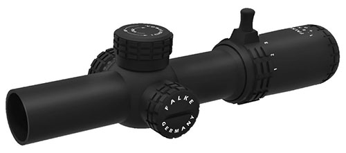 FALKE 1-8x24 SAS - tarkkuus, säänkestävyys, vaihdettava suurennusohjain ja hunajakennofilter, täydellinen valinta vaativille ampujille.