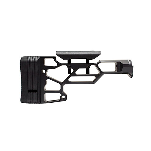 MDT Skeleton Rifle Stock Lite tarjoaa säädettävän pituuden ja poskipinnan. Yhteensopiva TAC21, LSS-XL ja HS3 chassien kanssa (AR-15 Rifle / Fixed interface).