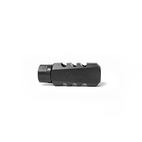 MDT Elite Muzzle Brake vähentää recoilia jopa 66%, parantaen tarkkuutta ja seuraavan laukauksen nopeutta, suunniteltu herkille ampujille.