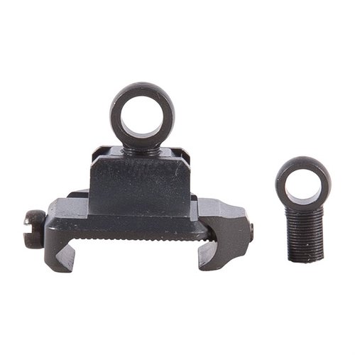 .350" Ghost-ring aperture on RIFLE HIGH WEAVER BACKUP BASE tarjoaa nopean vaihtoehdon avositeille, täydellinen käytettäväksi ilman kiikaria.