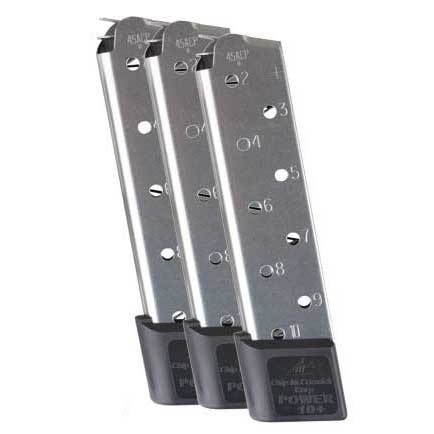 .45 ACP Power Magazine - 3 pakka, kestävä ruostumaton teräs, mukana Kydex-laukku kahdelle lippaalle, täydellinen ampumaradalle tai piilokäyttöön.