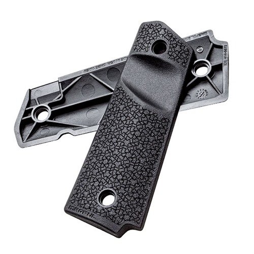 MOE 1911 Grip Panels tarjoavat erinomaisen hallinnan ainutlaatuisen timantin muotoisen poikkileikkauksen, aggressiivisen magneettikannan leikkauksen ja yhteensopivuuden ambidextrous-suojuksille.