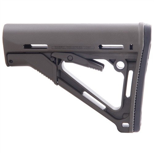 MAGPUL AR-15 CTR - kestävä nylonpolymerirunko, liukusäätö, lukitusjärjestelmä ilman liikettä, mukautuva pituus ja useita kiinnitysmahdollisuuksia.
