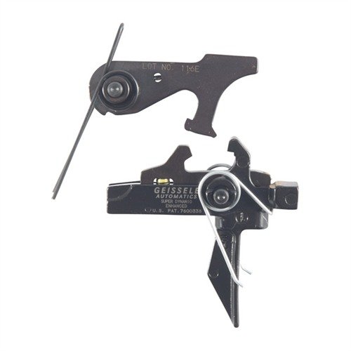 Geissele SD-E Trigger tarjoaa tarkkaa laukaisukontrollia ja luotettavuutta. Kaksi vaihetta, litteä laukaisupohja ja paino 2.9-3.8 lbs.