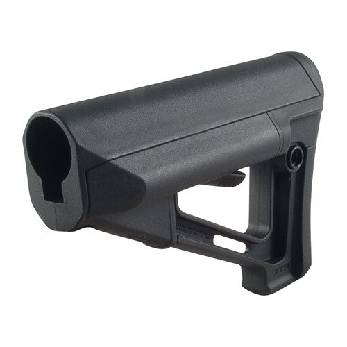 MAGPUL AR-15 STR - säädettävä karbiinipaka, jossa on sisäinen akkuvarasto, vedenkestävät säilytysputket ja tukeva, liukumista estävä muotoilu.