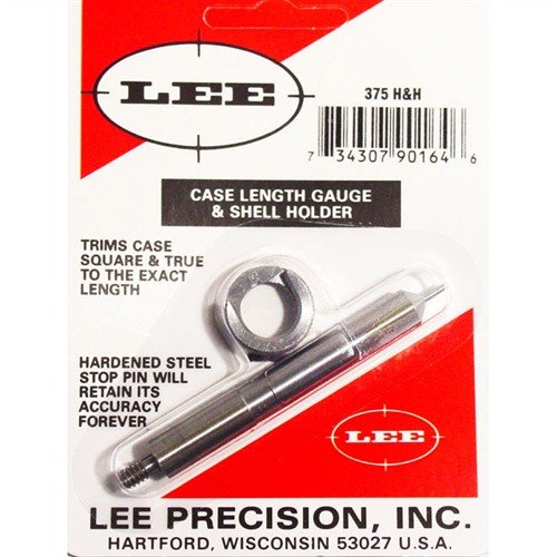 .375 H&H CASE LENGTH GAUGE on LEE PRECISION tarjoaa tarkan ja helpon tavan lyhentää ja suoristaa patruunan suu, käytettävä Cutterin ja Lock Studin kanssa.