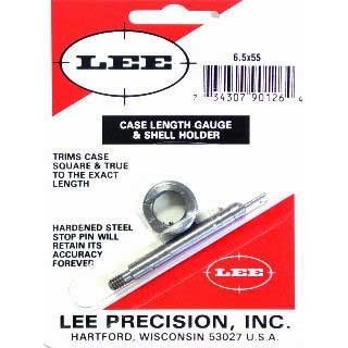 CASE LENGTH GAUGES, LEE LENGTH GAUGE/ SHELLHOLDER, 6.5X55 SWEDE on tarkka ja helppo työkalu patruunoiden pituuden leikkaamiseen ja suun neliöimiseen Cutter ja Lock Studin kanssa.