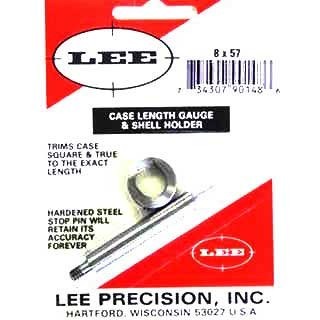 CASE LENGTH GAUGES, LEE LENGTH GAUGE/SHELLHOLDER, 8X57 MAUSER tarjoaa tarkan ja helpon tavan trimmaamiseen ja patruunan suun tasoittamiseen Cutterin ja Lock Studin kanssa.