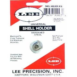 UNIVERSAL SHELL HOLDER, LEE UNIVERSAL SHELLHOLDER, #16 on monikäyttöinen hylsypidin, joka sopii useimpiin latauspainoksiin, mutta ei toimi Lee Auto Primessa.