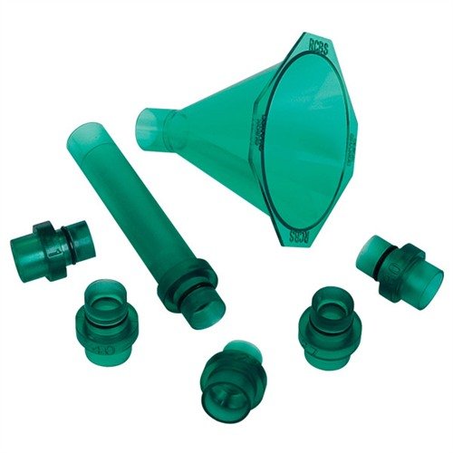 QUICK CHANGE POWDER FUNNEL KIT eliminoi ongelmat, joissa suppilo ei sovi laukkuun, ja sen 4" drop tube helpottaa jauheen täyttämistä tarkasti.