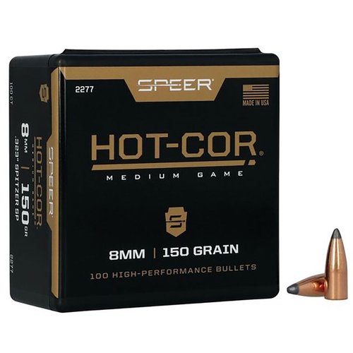 HOT-COR 8MM Spitzer - korkealaatuiset patruunat, joissa ei ole tyhjiöitä lyijyytimessä, mikä takaa luotettavan suorituskyvyn ja erinomaisen tarkkuuden.