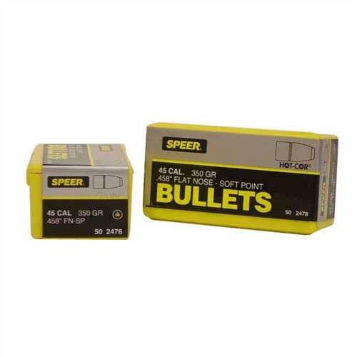 HOT-COR 458 CALIBER - 350GR Soft Point Flat Nose - tarkkuus ja luotettavuus yhdistyvät, kiitos ainutlaatuisen valmistusprosessin ilman tyhjiä kohtia.