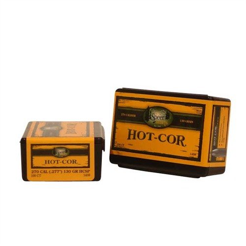 HOT-COR 270 CALIBER - 130GR Soft Point - tarkkuus ja luotettavuus yhdistyvät, kun sulatettu lyijyydin kaadetaan suoraan esimuotoiltuun takkiin.
