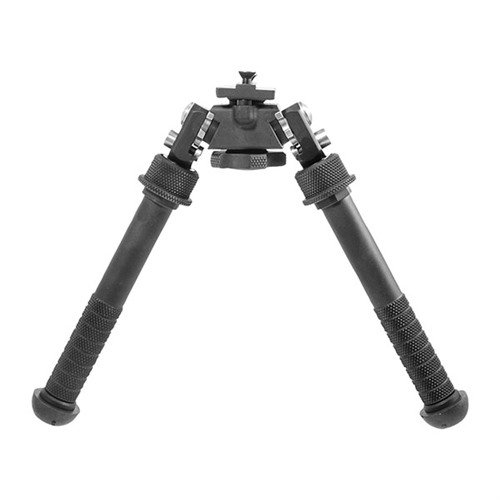 PSR Atlas Bipod tarjoaa 30 asteen esikuormitetun pan- ja cant-toiminnon, ei-kiertyvät jalat ja 5 säädettävää jalka-asentoa, vahvistetut sisäjalat.