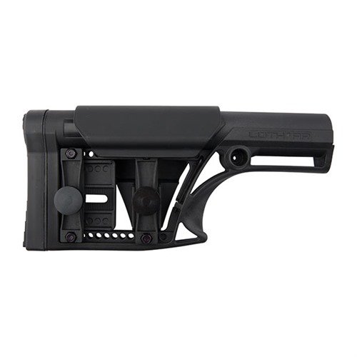 AR-15 Modular Stock tarjoaa säädettävän poskipakan ja pituuden, kevyen rakenteen sekä nopean hihnan kiinnityksen, täydellinen A1/A2 buffer putkille.