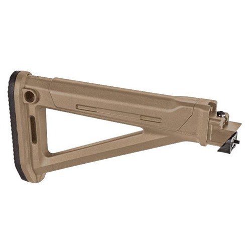 Magpul MOE AK -kiinnitys tarjoaa sisäistä säilytystilaa, optimoidun QD-sling swivelin, iskunvaimennuksen ja valittavat Cheek Risers. Täydellinen AK-47/74:lle.