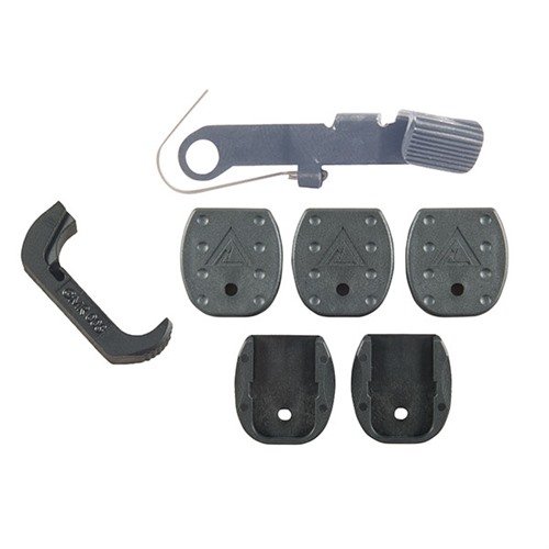 Vickers Glock -lisäosapaketit tarjoavat nopean ja sujuvan lippaiden vaihdon, kestäviä lattialevyjä ja parannetun sormipadin, joka estää vahingossa tapahtuvan laukaisun.