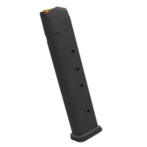 PMAG GL9 on GLOCK-yhteensopiva 9mm patruunalevy, joka tarjoaa lisää kapasiteettia, kestävä polymeerirakenne ja helppo puhdistus irrotettavalla pohjalevyllä.