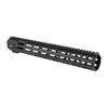 Erittäin kestävä, yhden kappaleen free float -rakenteinen SP SERIES HANDGUARD, jossa seitsemän M-LOK-compatiblen liittimen puolta ja MIL-STD 1913 -ylärauta.