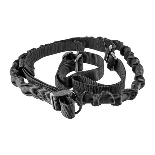 Viking Tacticsin kevyt VTAC Bungee Sling tarjoaa tiukan ja säädettävän kantamisen, jolloin voit siirtyä nopeasti aseesta pistooliin tarvittaessa.