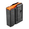 .308-kaliiperin SR25-magasini, valmistettu kestävästä teräksestä. Saatavilla 10 (oranssi seuraaja) tai 20 (vihreä seuraaja) patruunan kapasiteetilla.