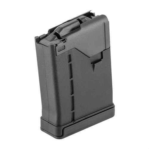 L5AWM OPAQUE BLACK 10-RD MAGAZINE yhdistää teräksen luotettavuuden, polymeerin kestävyuden ja alumiinin keveyden, sopien moderneihin asejärjestelmiin.