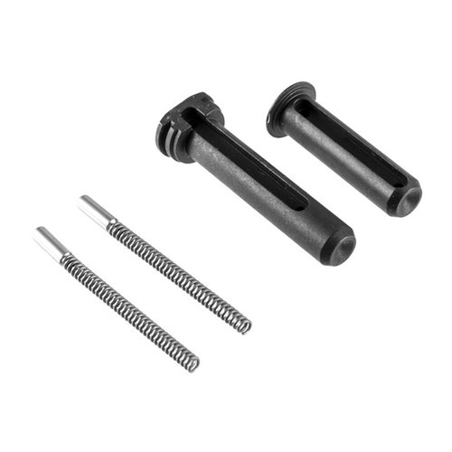 Radian Weapons AR-15 Takedown Pin Kit tarjoaa CNC-koneistettua terästä, mustaa nitride-pinnoitetta, logo-kaarrosta ja kaikki tarvittavat osat asennukseen.