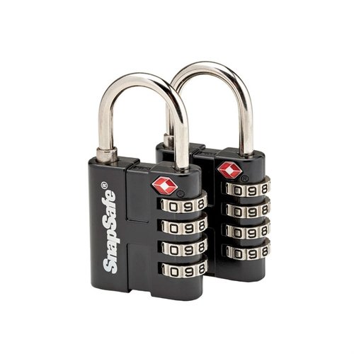 TSA PADLOCK 2-PACK suojaa arvotavaroitasi tehokkaasti 4-numeron yhdistelmällä, joka on 10 kertaa vaikeampi murtaa kuin 3-numeroinen lukko.