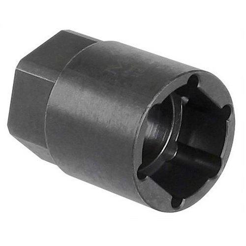 Midwest Industries CZ Scorpion Pistol Barrel Nut Socket helpottaa käsikahvojen vaihtamista, 1" avaimelle sopiva, kestävä teräsrakenteinen ja mustaksi oksidoitu.
