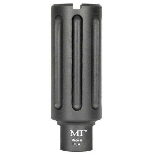 Midwest Industries AR-15 Blast Can Compensator ohjaa äänen eteenpäin, vähentäen aseen käyttäjän altistumista voimakkaalle äänenpaineelle.