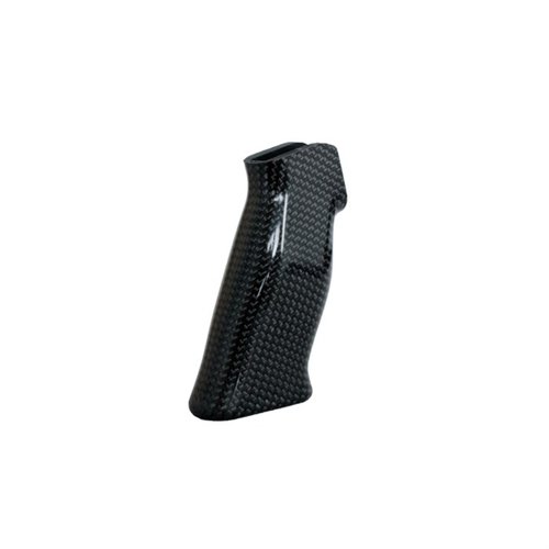 AR-15 Carbon Black Pistol Grip on kevyt, ergonominen ja mukautuva, joka tarjoaa erinomaisen pidon ja tarkkuuden kaikille käsikokoille.
