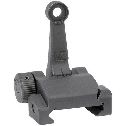 Midwest Industries AR-15 Combat Folding Rear Sight on valmistettu kestävästä teräksestä ja alumiinista, tarjoaa 0.5 MOA säädöt ja sopii täydellisesti A2 etusiteen kanssa.