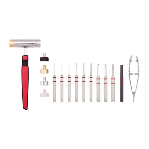 ACCU-PUNCH® Hammer & Roll Pin Punch Set tarjoaa ergonomisen vasaran, vaihdettavat päät ja monipuoliset punch-koot, mikä helpottaa pienten pinien asennusta ja huoltoa.