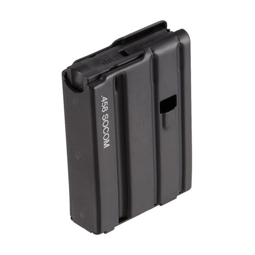 .458 SOCOM -patruunoille suunnitellut D&H Industriesin alumiiniset varaosamagasiinit, mustalla pinnalla, saatavilla 10- tai 4-luoteisina.