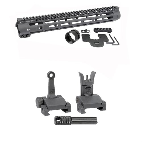 AR-15 Slim Line -kädensija tarjoaa M-LOK kiinnityspisteitä ja Picatinny-railin, yhdistettynä Flip-Up Combat Sightseihin, jotka tarjoavat tarkat säädöt.