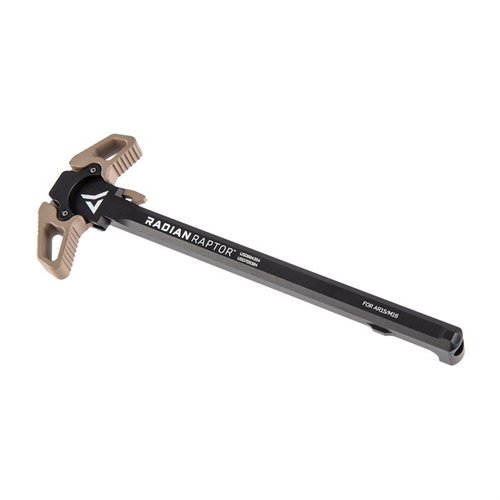 Radian Weaponsin AR-15 Ambidextrous Raptor Charging Handle ja Talon Safety parantaa AR-15:n hallintaa, 7075-alumiinia, 90/45 asteen valinta, täysin USA:ssa valmistettu.