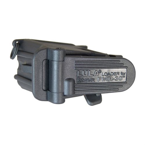 .22 WMR -patruunoiden lataaminen KELTEC PMR-30 -kiväärille on helppoa ja nopeaa LULA®-lataimen avulla, joka säästää sormia ja pidentää lippaiden käyttöikää.