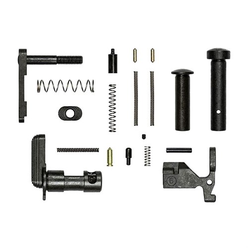 Aero Precisionin AR-15 Lower Parts Kit sisältää kaikki tarvittavat osat alareseptorin viimeistelyyn ilman turhia osia, kuten FCG:tä ja pistol gripiä.
