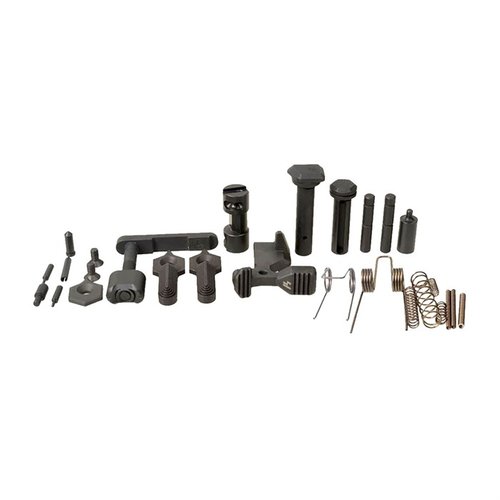 AR Enhanced Lower Receiver Parts Kit tarjoaa täydellisen päivityspaketin AR15:lle, sisältäen parannetut osat ja tarkan fire control groupin 4.5-5.5 lb vetopainolla.
