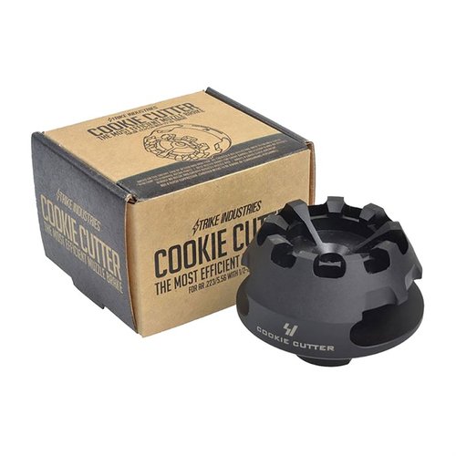 AR COOKIE CUTTER COMP vähentää merkittävästi rekyyliä ja kompensoi piipun nousua SBR- ja AR-pistooleissa; ei salamalukko, mutta erinomainen lasinrikkoja!