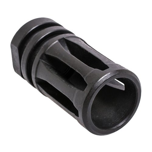 CMMG:n AR-15 A2 COMPENSATOR 1/2-28 on teräksestä valmistettu musta kompensoija, joka sopii kaikkiin 1/2-28 TPI kierteellisiin suihin ja parantaa tarkkuutta.