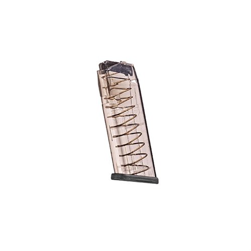 10MM MAGAZINES FOR GLOCK® tarjoavat erinomaisen iskunkestävyyden, kemikaalikestävyyden ja läpinäkyvän rakenteen, joka helpottaa patruunoiden tarkistamista.