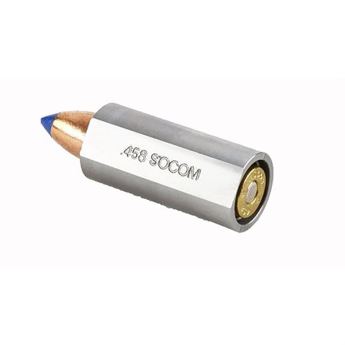 .458 SOCOM Cartridge Gauge on-piece-mittari tarkistaa kokonaispituuden, varmistaa oikean headspace:n ja estää ylisuurentamisen.